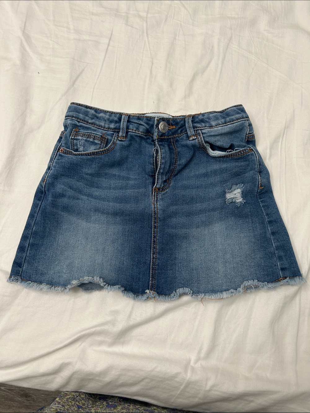 Zara Blue Distressed Denim Mini Skirt